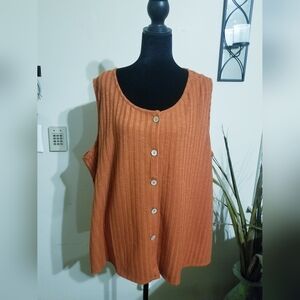 Notations Rust-Orange Sleeveless Button Front Tunic